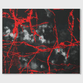 ホラーナイトゴシック – 白黒、赤 ラッピングペーパー (フラット)