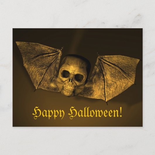 ホラーハロウィーンこうもりスカル ポストカード (正面)