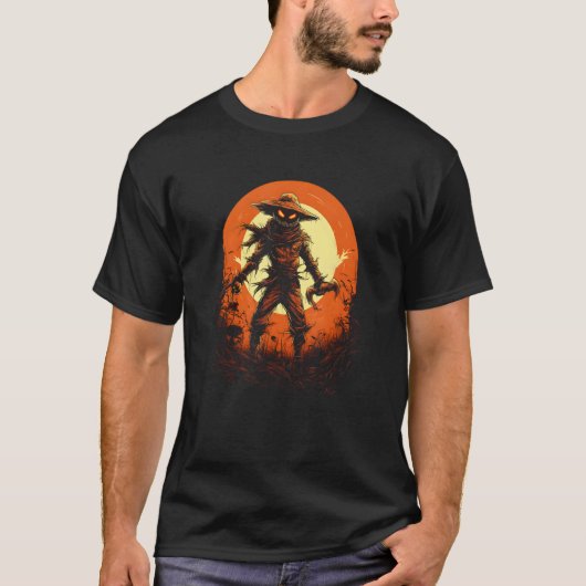 ホラーハロウィーンの幽霊のよく出るかかし Tシャツ (正面)