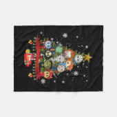 ホラーハロウィーンクリスマスツリークリスマスデコール怖いC フリースブランケット (正面(横))