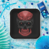 ホラーハロウィーンスカル ペーパープレート (パーティー)