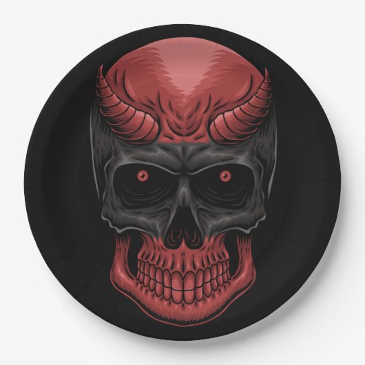 ホラーハロウィーンスカル ペーパープレート (正面)
