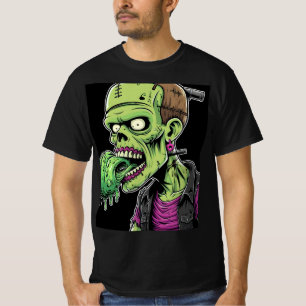 ホラーハロウィーンゾンビ:フランケンシュタインのピザ Tシャツ