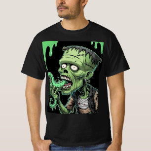 ホラーハロウィーンゾンビ:フランケンシュタインのピザNigh Tシャツ