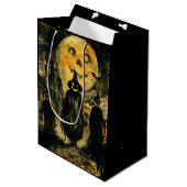 ホラーハロウィーンハロウィーンのカボチャのちょうちん不気味シーズン ミディアムペーパーバッグ (正面アングル)