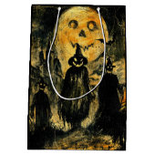 ホラーハロウィーンハロウィーンのカボチャのちょうちん不気味シーズン ミディアムペーパーバッグ (裏面)