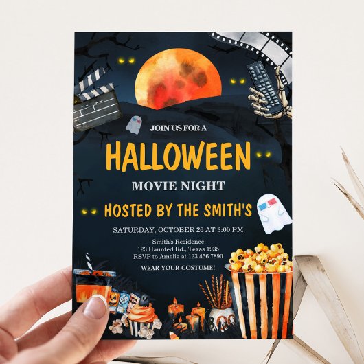 ホラーハロウィーン怖いムービーナイトパーティー 招待状