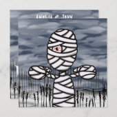 ホラーパーソナライズされた不気味なミイラハローウィンパーティ 招待状 (正面/裏面)