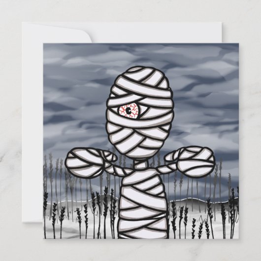 ホラーパーソナライズされた不気味なミイラハローウィンパーティ 招待状 (正面)