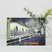 ホラーブラックアンドホワイトキャビンウッズハローウィンパーティ 招待状 (スタンド正面)