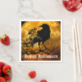 ホラーブラックレイヴンフルムーンハローウィンパーティ スタンダードカクテルナプキン (インサイチュ)
