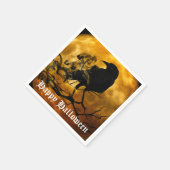 ホラーブラックレイヴンフルムーンハローウィンパーティ スタンダードカクテルナプキン (角)