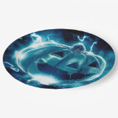 ホラーブラック&ブルーパンプキンハロウィンパー   ティーパップ ペーパープレート (アングル)