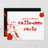 ホラーブラッド(ばちゃばちゃ)跳ねるホワイトハロウィーン招待状 招待状 (正面/裏面)