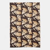 ホラーブー幽霊ハロウィンパターン キッチンタオル (縦)