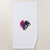 ホラーポップコーンスカルおもしろい – ホラー映画スケルトン ビーチタオル (正面)