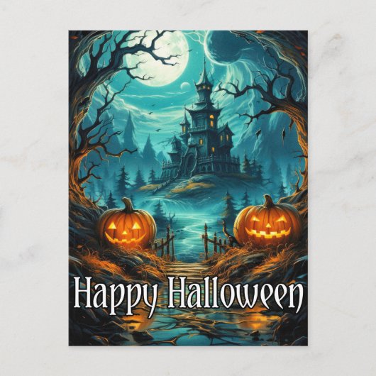 ホラーマンシ幽霊のよく出るョン | ハッピーハローウィン ポストカード (正面)