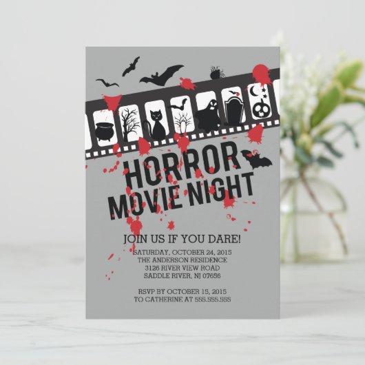 ホラームービーナイトフィルムストリップハローウィンパーティ 招待状 (スタンド正面)