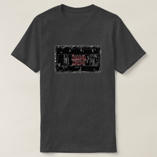 ホラームービー – ビデオカセット黒の黒 Tシャツ (デザイン正面)