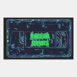ホラームービーVHS-Blue/Green Rectangularステッカー 長方形シール