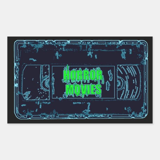 ホラームービーVHS-Blue/Green Rectangularステッカー 長方形シール (正面)