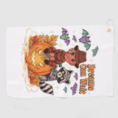 ホラーモンスターを待つハロウィーンの夢 ゴルフタオル (横)