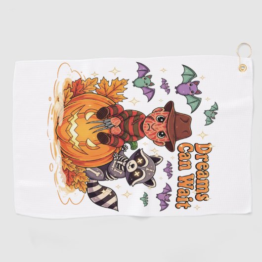 ホラーモンスターを待つハロウィーンの夢 ゴルフタオル (横)
