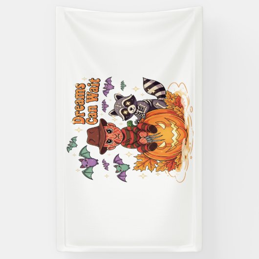 ホラーモンスターを待つハロウィーンの夢 横断幕 (縦)