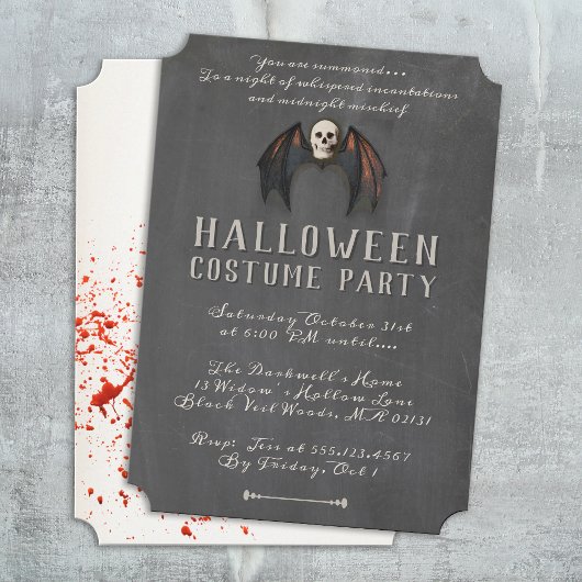ホラーヴァンパイアこうもりウイングススカルハローウィンパーティ 招待状