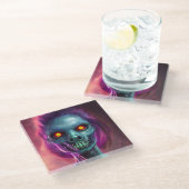 ホラー不気味な女性 ガラスコースター (アングル)