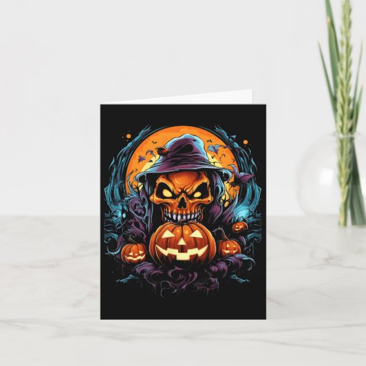 ホラー不気味キャッスルハロウィーンカボチャウィッチ カード (正面)