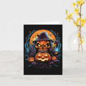 ホラー不気味キャッスルハロウィーンカボチャウィッチ カード (黄色い花)