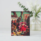 ホラー不気味クリスマスレトロファミリーポートレート ポストカード (スタンド正面)