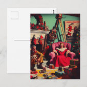 ホラー不気味クリスマスレトロファミリーポートレート ポストカード (正面/裏面)