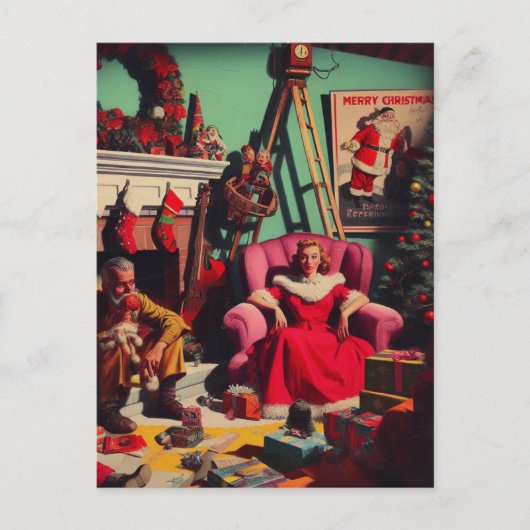 ホラー不気味クリスマスレトロファミリーポートレート ポストカード (正面)