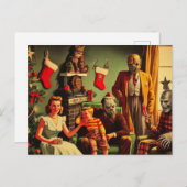 ホラー不気味クリスマスレトロファミリーポートレート ポストカード (正面/裏面)