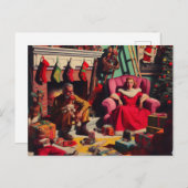 ホラー不気味クリスマスレトロファミリーポートレート ポストカード (正面/裏面)