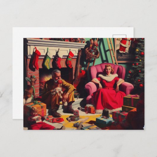 ホラー不気味クリスマスレトロファミリーポートレート ポストカード (正面/裏面)