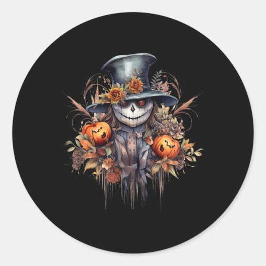 ホラー不気味ハロウィーン幽霊 ラウンドシール (正面)