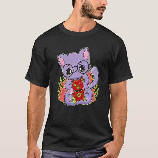 ホラー好きのためのパステルゴス猫とテディベア Tシャツ (正面)
