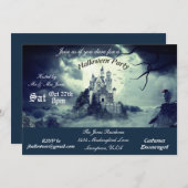 ホラー幽霊のよく出るキャッスルハウスナイトハローウィンパーティ 招待状 (正面/裏面)