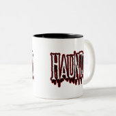 ホラー幽霊のよく出るドリップタイポグラフィ ツートーンマグカップ (正面右)