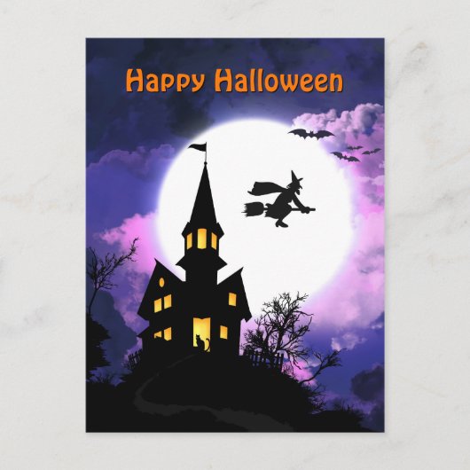 ホラー幽霊のよく出るハウスハッピーハローウィン ポストカード (正面)