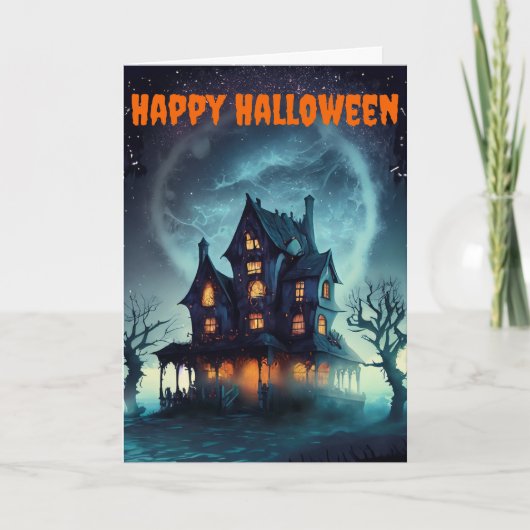 ホラー幽霊のよく出るハウスハロウィーン カード (正面)