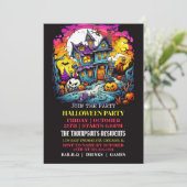 ホラー幽霊のよく出るハウスハローウィンパーティ招待状 招待状 (スタンド正面)
