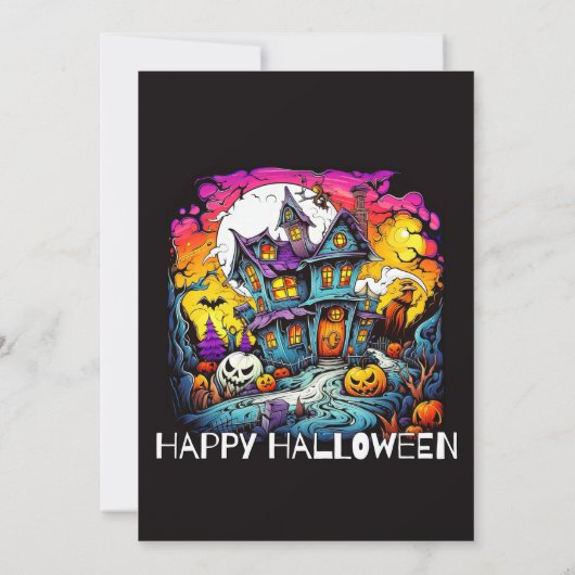 ホラー幽霊のよく出るハウスハローウィンパーティ招待状 招待状 (裏面)