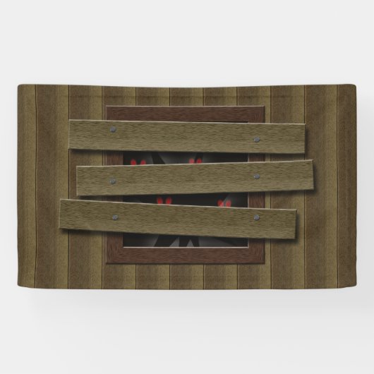 ホラー幽霊のよく出るハウス小柱フェイクウィンドウアイ 横断幕 (横)