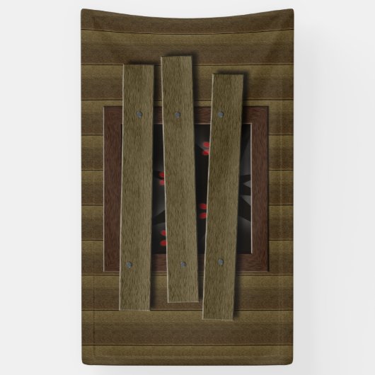 ホラー幽霊のよく出るハウス小柱フェイクウィンドウアイ 横断幕 (縦)