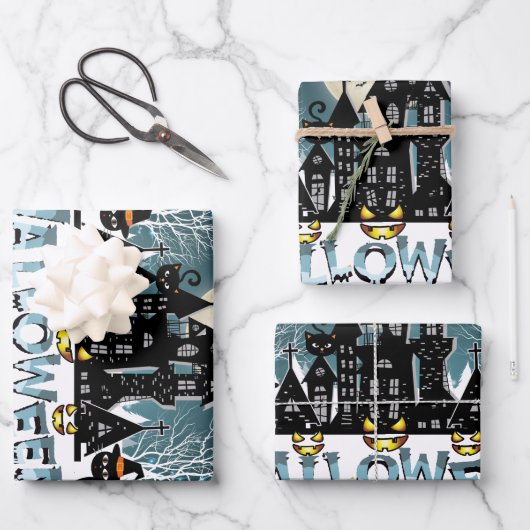 ホラー幽霊のよく出るハロウィーンナイト ラッピングペーパーシート (正面)