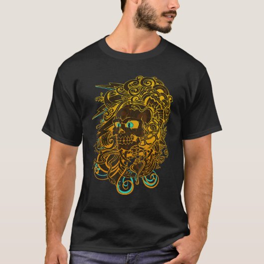 ホラー怖いスカル最高の強力な芸術 Tシャツ (正面)